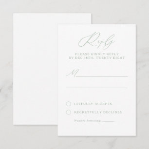 Elegant Sage Green & White Calligraphy RSVP Card