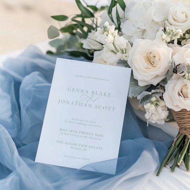 Elegant Sage Green & White Minimalist Wedding Invitation (Elegant Sage Green & White Minimalist Wedding Invitation)