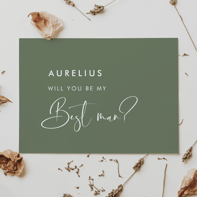 Elegant sage green Will you be my best man card (Creator Uploaded)