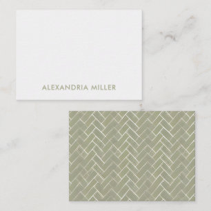 Elegant Sage Green with Herringbone Pattern Card