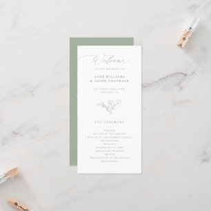 Elegant Sage Greenery Boho Floral Wedding Program