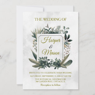 Elegant Sage Greenery Botanical Wedding Invitation