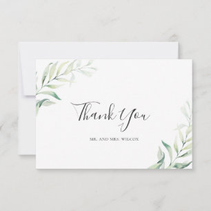 Elegant Sage Greenery Eucalyptus Wedding Thank You Card