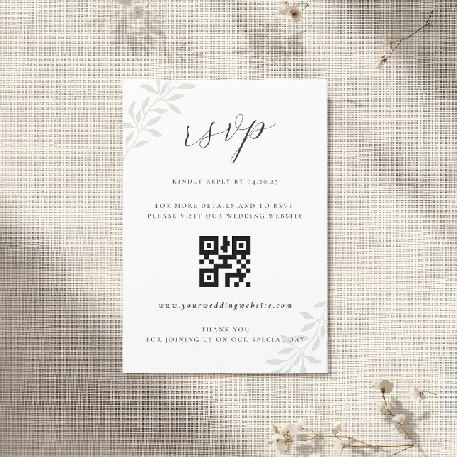 Elégant Sage Greenery Mariage QR code RSVP (Créateur téléchargé)