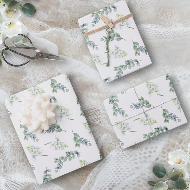 Elegant Sage Greenery Watercolor Botanical Foliage Wrapping Paper Sheet (This elegant wrapping paper features soft greenery and is perfect for weddings and bridal showers)