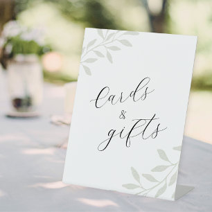 Elegant Sage Greenery Wedding Cards and Gifts Pedestal Sign