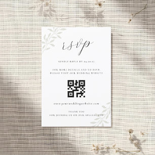 Elegant Sage Greenery Wedding QR code RSVP Card