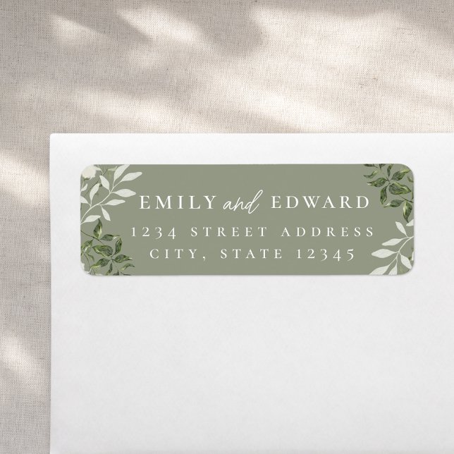 Elegant Sage Greenery Wedding Return Address (Creator Uploaded)