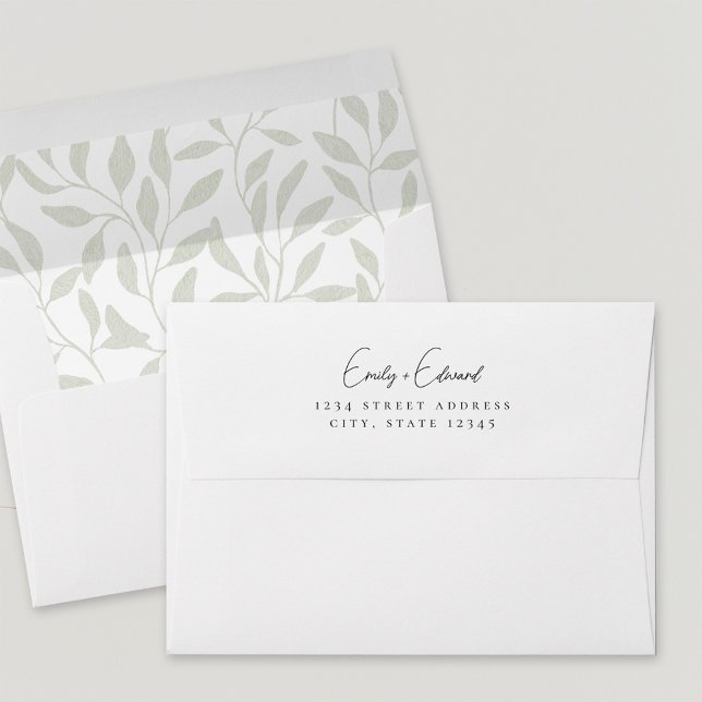 Elegant Sage Greenery Wedding Return Address Envelope (Creator Uploaded)