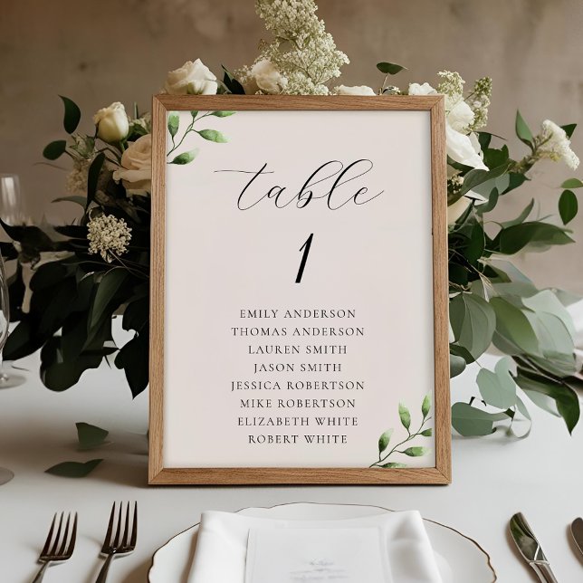 Elegant Sage Greenery Wedding Seating Chart Table Number (Creator Uploaded)