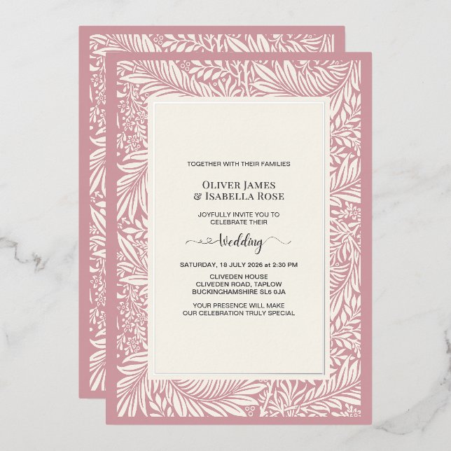Elegant Sage Grey & Soft Ivory Wedding Invitation (Front/Back)