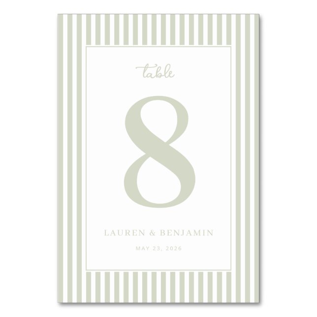 Elegant Sage Infinity Number Table Number (Front)