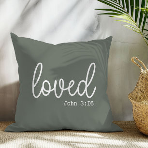 Elegant Sage Loved Quote Throw Pillow