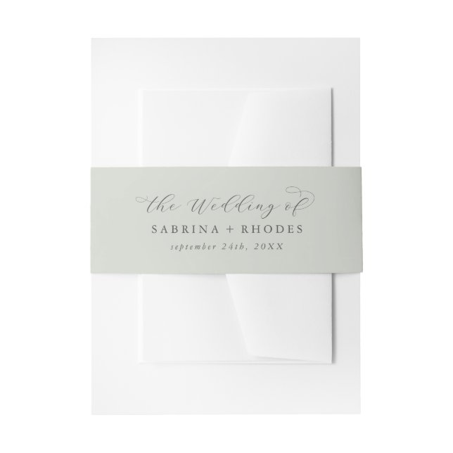 Elegant Sage Mint The Wedding Of Invitation Belly Band (Front Example)
