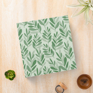 Elegant Sage & Olive Leaf Nature Pattern Binder