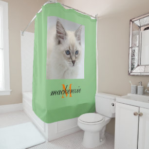 Elegant Sage Orange Monogram Script Custom Photo