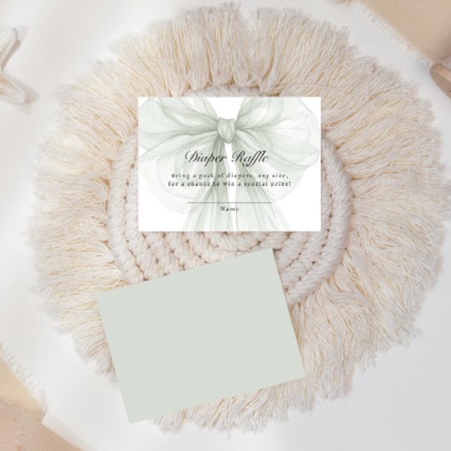Elegant Sage Ribbon Diaper Raffle Enclosure Card (Creator Uploaded)
