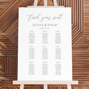 Elegant Sage Script Colour 9 table Seating Chart