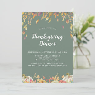 Elegant Sage Thanksgiving Dinner Invitation