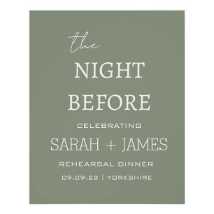 Elegant Sage the Night Before Rehearsal Dinner Poster