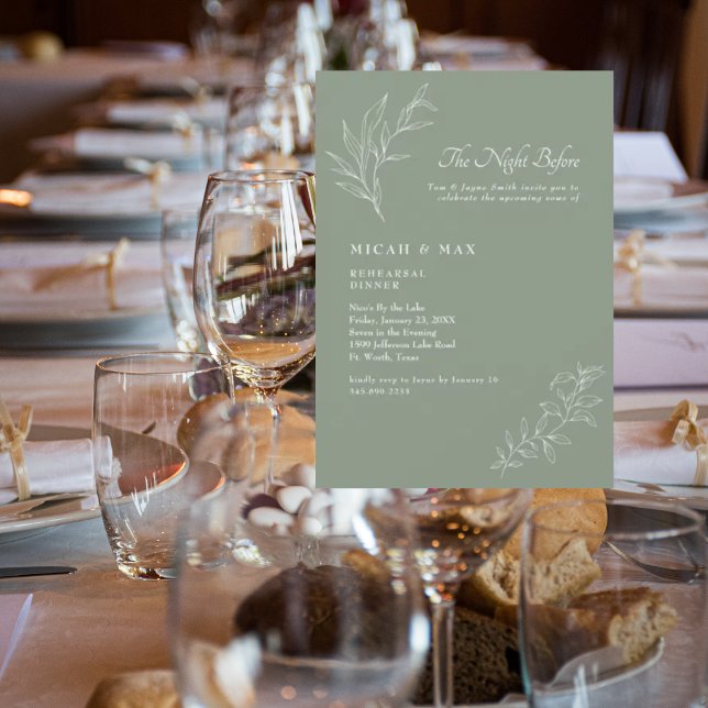 Elegant Sage The Night Before Wedding Rehearsal  Invitation (Creator Uploaded)