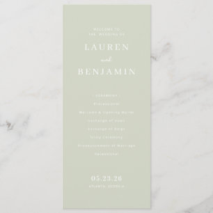 Elegant Sage Wedding Ceremony Program