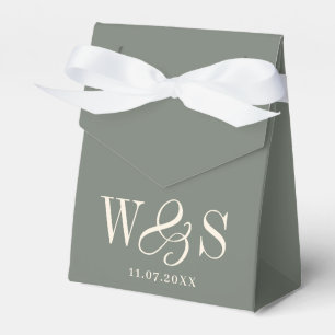 Elegant Sage wedding couples initials Favor Box
