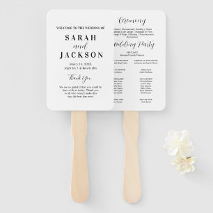 Elegant Sage White Wedding Program  Hand Fan