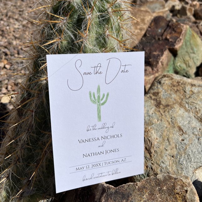 Elegant Saguaro Cactus Save The Date Invitation (Creator Uploaded)