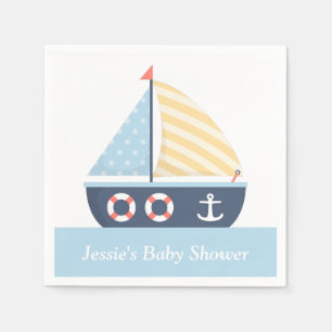 Elegant Sailboat Nautical Baby Shower Supplies Napkin