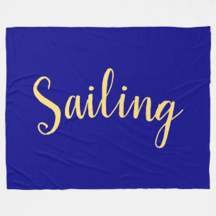 Elegant SAILING Script Rich Royal Blue Background Fleece Blanket