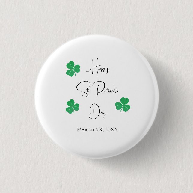 Elegant Saint Patricks Day Shamrock  1 Inch Round Button (Front)