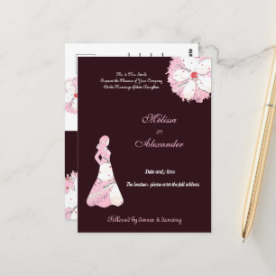 Elegant sakura black pink floral chic silhouette postcard