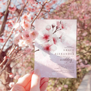 Elegant Sakura Branch modern Invitation