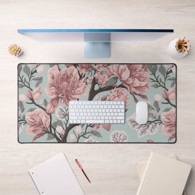 Elegant Sakura Cherry Blossom Tree Nature Inspired Desk Mat (Office 1)