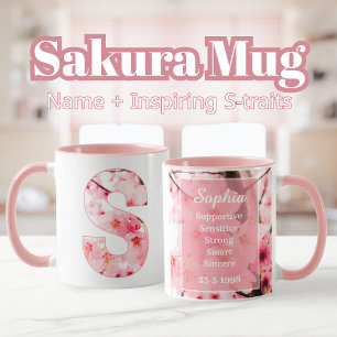 Elegant Sakura Custom Mug with Letter S