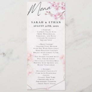 Elegant Sakura Pink floral Cherry Blossom Wedding Menu