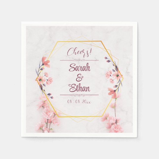 Elegant Sakura Pink floral Cherry Blossom Wedding Napkin