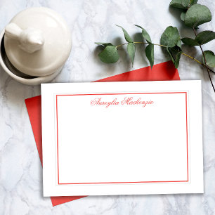 Elegant Salmon Orange and White Personalized Card