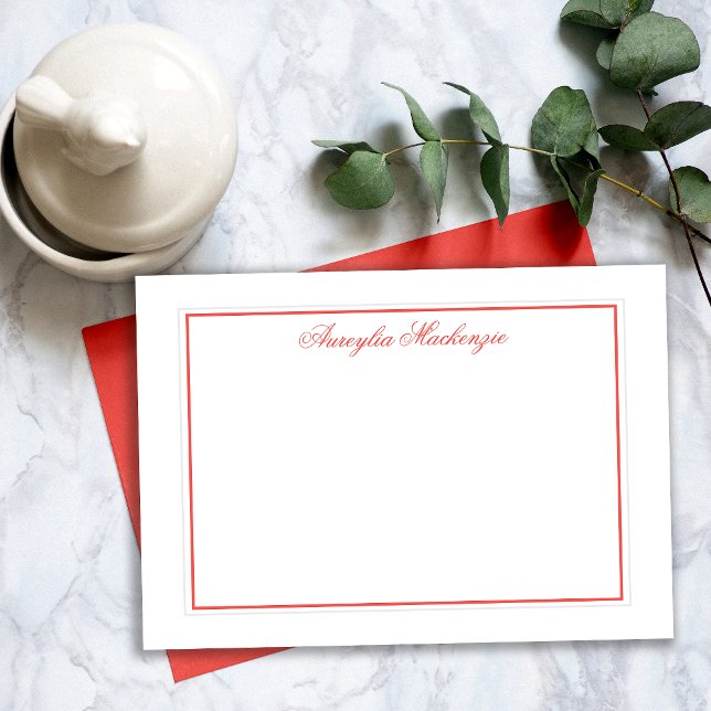Elegant Salmon Orange and White Personalized Card (Elegant Salmon Orange and White Personalized Notecards)