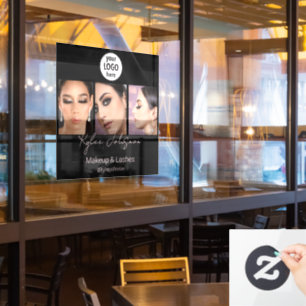 Elegant Salon Black Blush Photo Thank You Window Cling