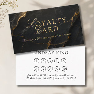 Elegant Salon Black Marble Loyalty Card
