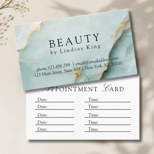 Elegant Salon Blue Marble Appointment Card (Elegant Salon Blue Marble Appointment Card)