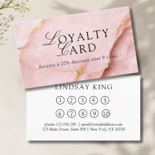 Elegant Salon Blush Pink Marble Loyalty Card
