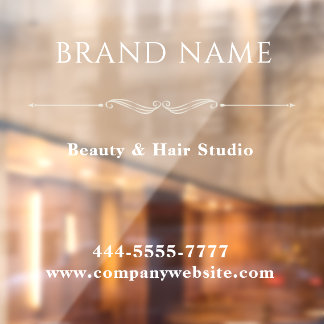 Elegant Salon Name White Window Cling