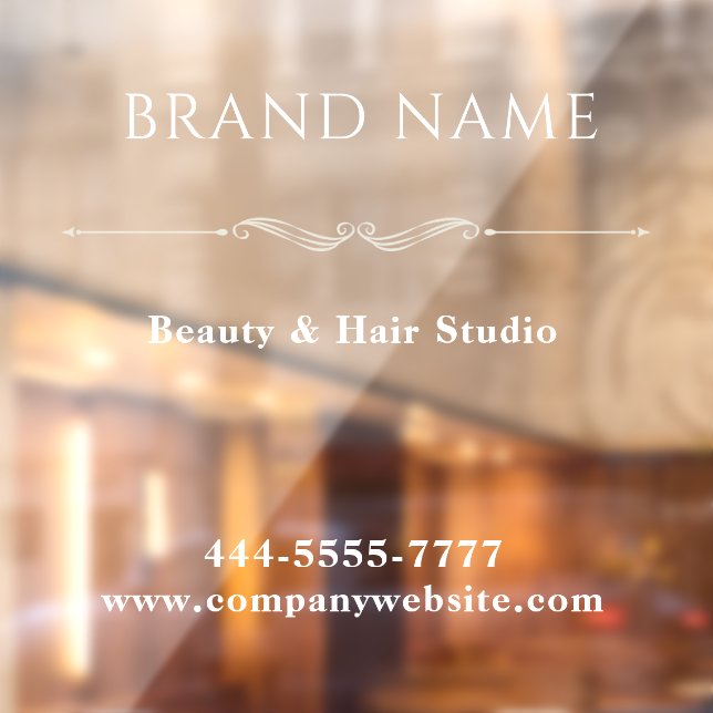 Elegant Salon Name White Window Cling (Sheet 2)