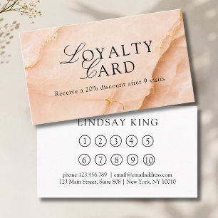 Elegant Salon Peach Marble Loyalty Card