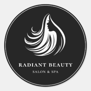 Elegant Salon Spa Modern Logo Black Classic Round Sticker