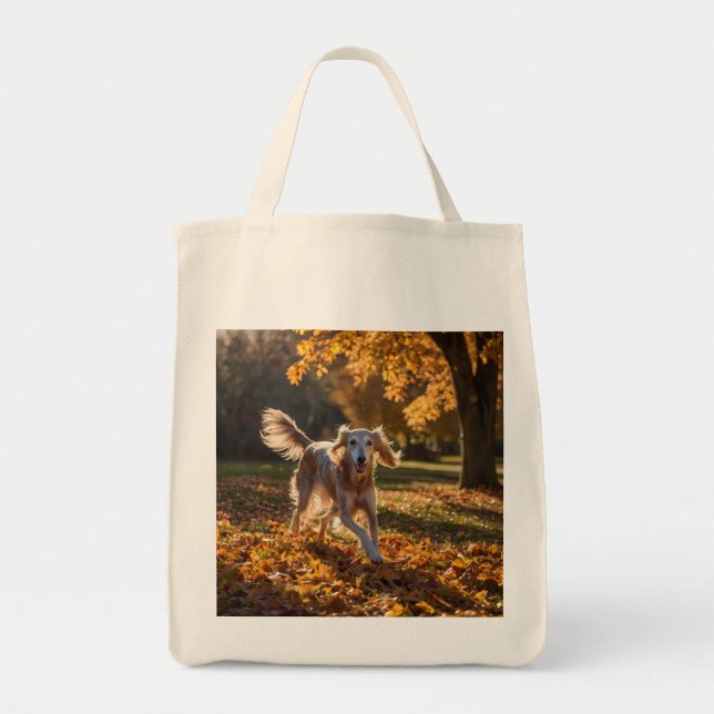 Elegant Saluki Grocery Tote Bag (Front)