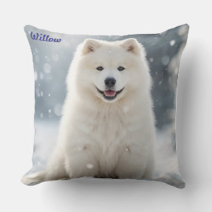 Elegant Samoyed Personalized Throw Pillow